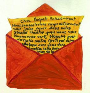 letttre écrite et rognée Paquet Frissonnant